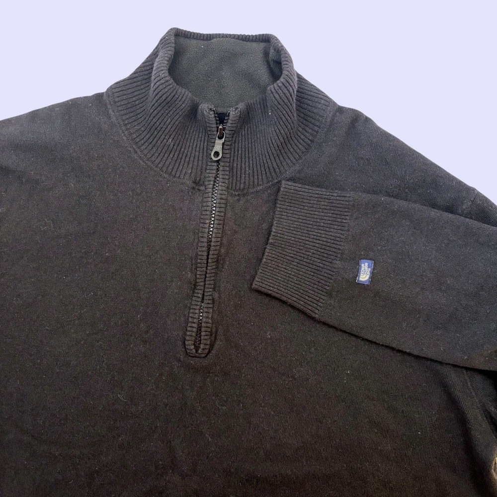 The North Face Mens XL Black Cotton Wool Blend Quarter Zip Pullover Sweater